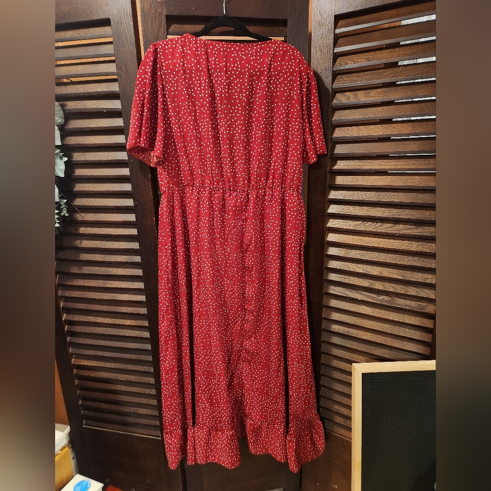 BloomChic Red Midi Dress with White Dots - Picture 3 of 3